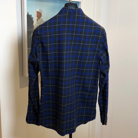 Agnes B Men's Blue & Charcoal Plaid Button Down Shirt - Size Medium - Picture 3 of 3